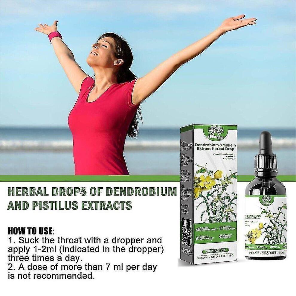 Extract de Lumânărică Dendrobium Picături pentru Curățarea Plămânilor - Suport Herbal Respirator, Calmant Natural pentru Gât, Sticluță cu Pipetă Portabilă