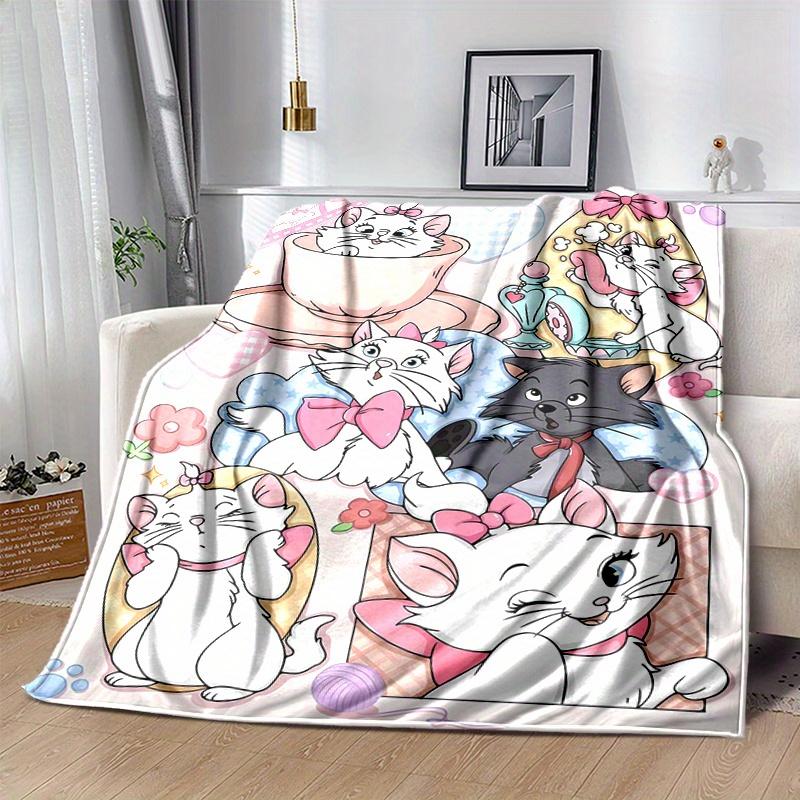 1pc, Marie Cat (1) Home Decor Flannel Blanket, Perfect Gift for Bedroom, Living Room, Travel, Camping, Car, Beach, Office Nap, Ideal Sofa Throw, Outdo