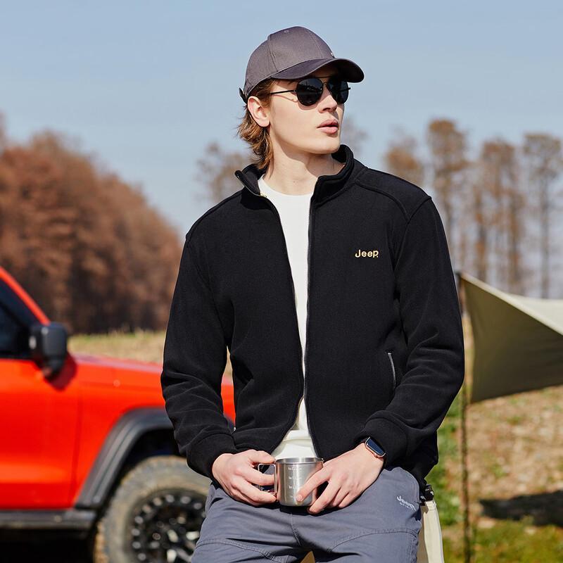 JEEP Men's Fleece Lined Stand Collar Zip-Up Sweatshirt Jacket
