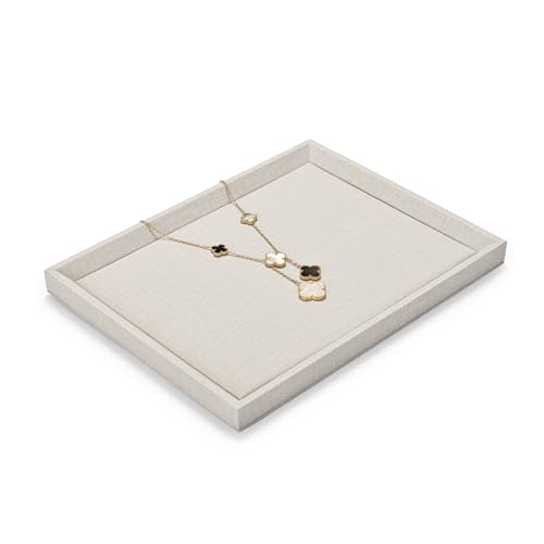 Woodten Off-White Striped Leather Jewelry Tray, Accessory Organizer, Watch Display Storage, P09802