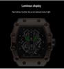 Men's Large Dial Waterproof Sports Quartz Watch with Luminous Square Design
