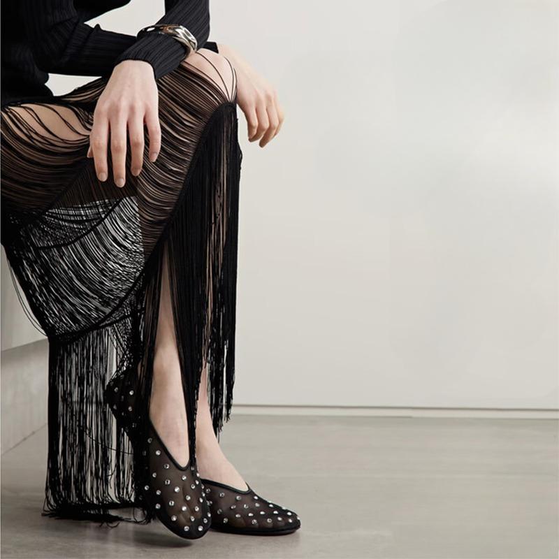 Fashion Solid Color Concise Flat Sole Single Shoe Black Punk Style 2024 Spring Summer New Fashion Women Shoes Size 36-45 Handmade Shoe