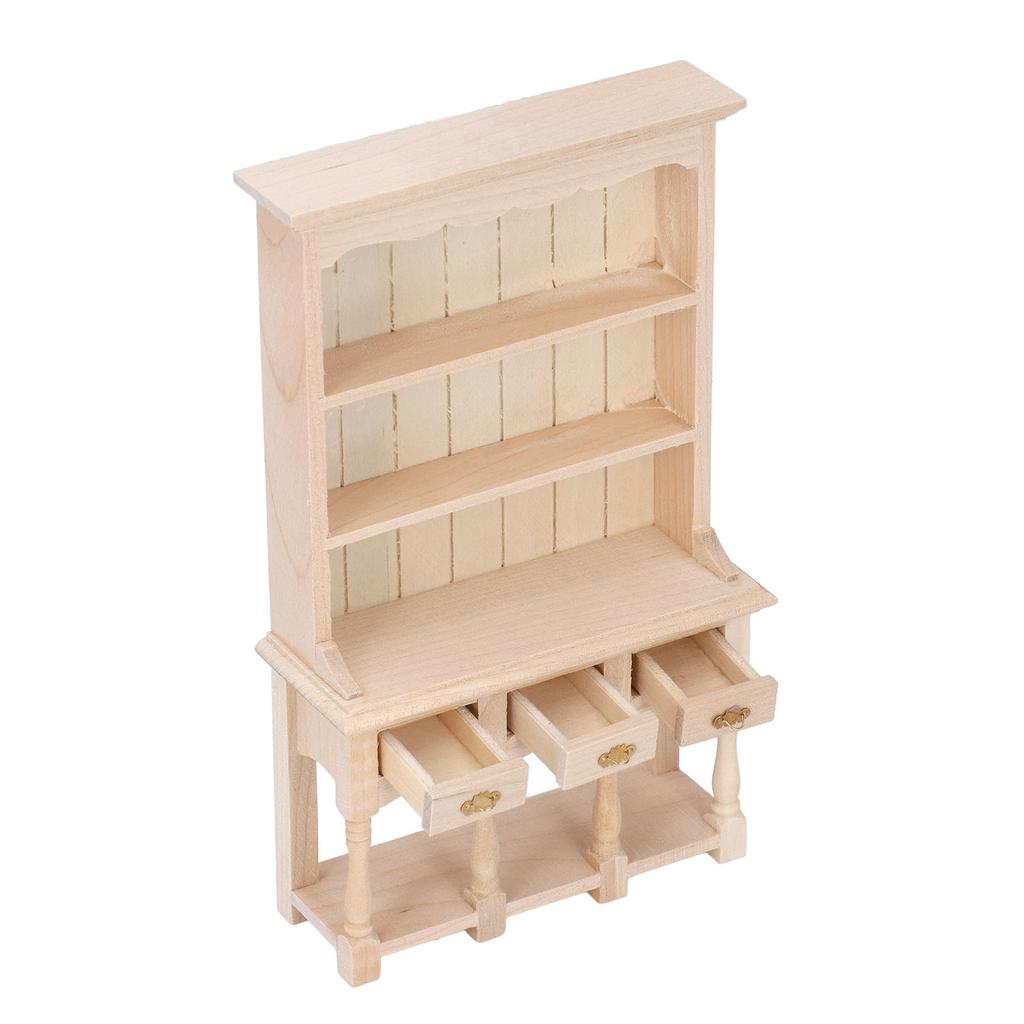 Dollhouse Bookshelf 1 12 Scale 3 Layer Drawer Design Classic Pure Colors DIY Coloring Miniature Bookcase for Gift