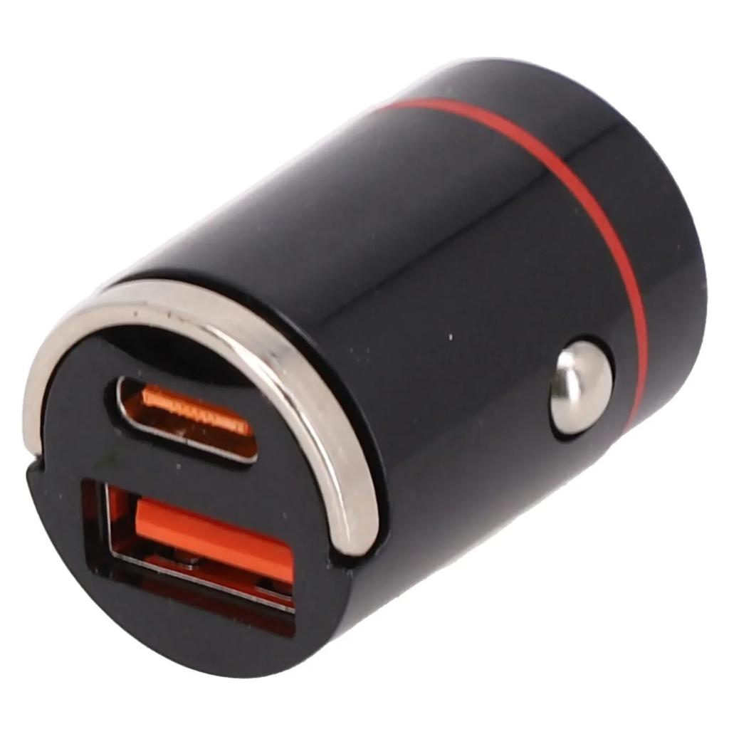 1x USB Car Phone Charger QC3.0/ PD30W Dual-output Fast Charging 12V/24V 36W Battery-Charging Units Aluminum Alloy Accessories