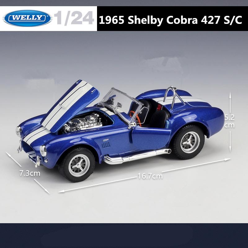 WELLY 1/24 1965 Shelby Cobra 427 S/C Alloy Classic Sports Car Model Diecasts Metal Retro Car Vehicles Model Simulation Kids Gift
