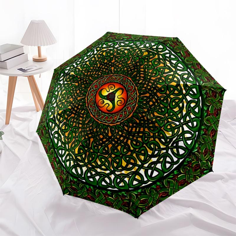 1pc Circular Mandala Automatic Folding Umbrella. casual outdoor accessory, for all seasons yy250924073