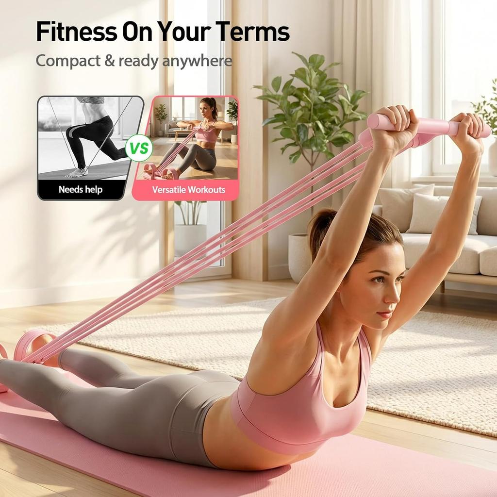 Bandas Elásticas de Resistência com Pedais e Pegas, Corda de Tensão Multifuncional Melhorada, Banda Elástica de Resistência para Yoga, Equipamento de Exercício em Casa para Treino de Corpo Inteiro