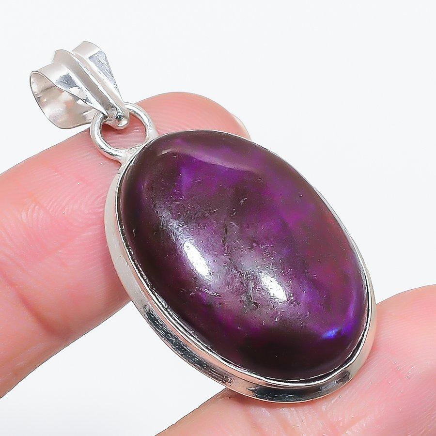 Pink Labradorite Gemstone 925 Sterling Silver Jewelry Pendant 1.81"