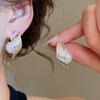 Vintage Brushed Texture Earrings for Women Irregular Geometric Pearl Stud Earrings Fashion Exquisite Banquet Party Jewelry Gifts