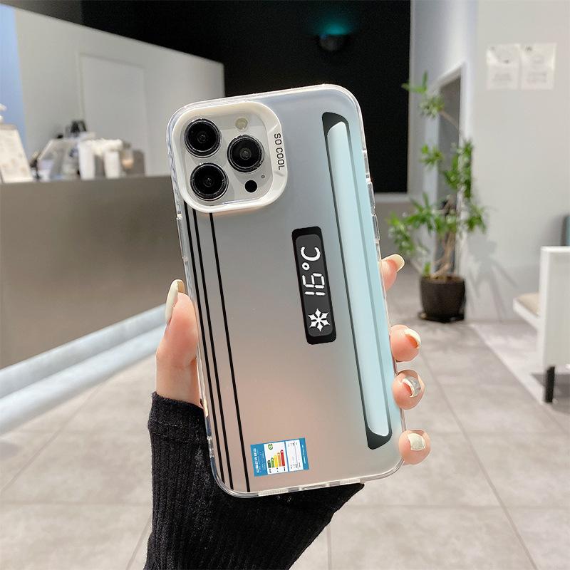 

Mobile Phone Case Summer Creative Air Conditioner for IPhone15pro Color Silver Case 13/14pm for Apple Phone Protective Case For iPhone 17PROMAX