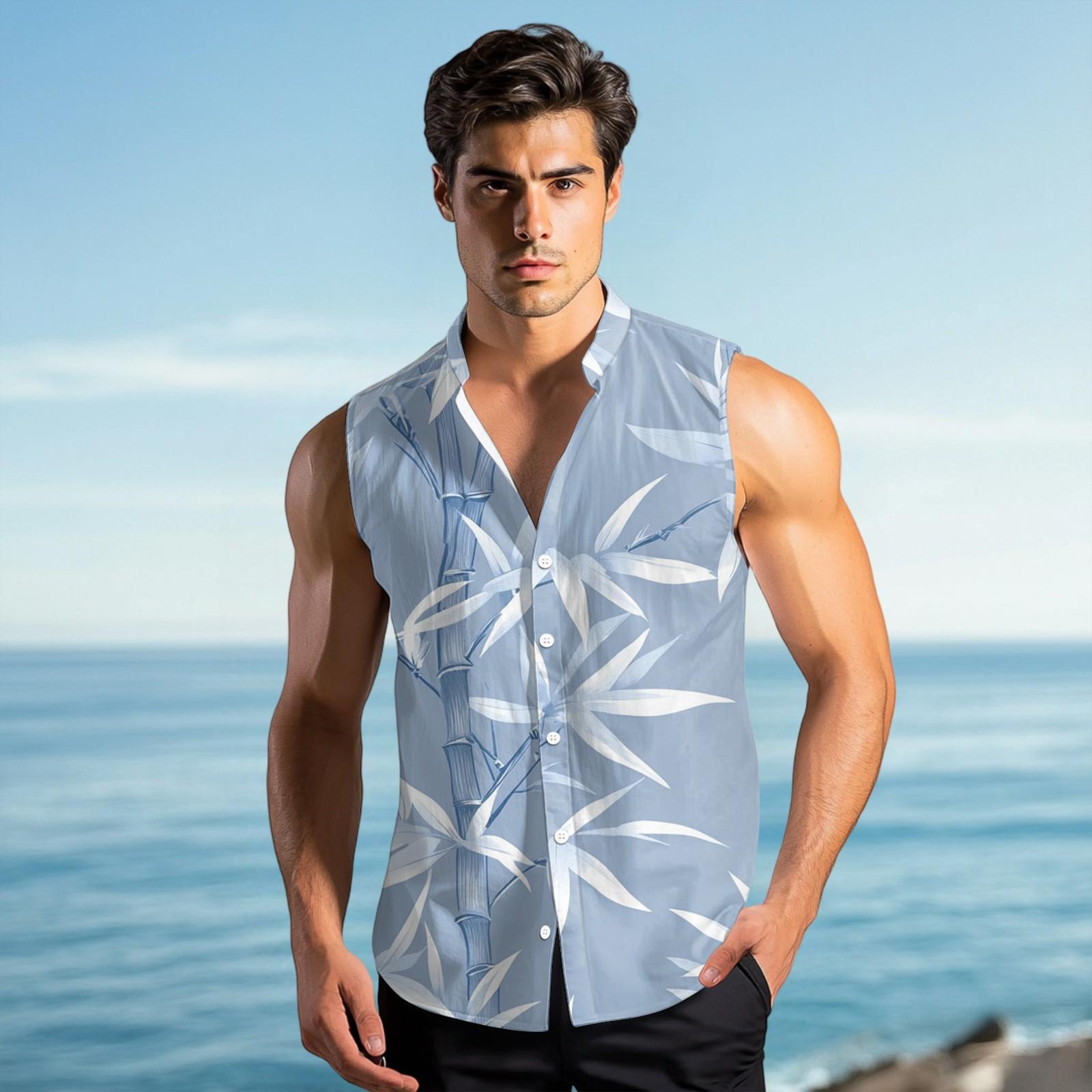 

Чоловіча мода Принтована Безрукавка з Лацканами на Ґудзиках XXXL ціан