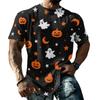 Unisex Loose Fit Casual Short Sleeve Halloween Print Shirt Comfortable Breathable Fabric Lightweight Top for Everyday Wear