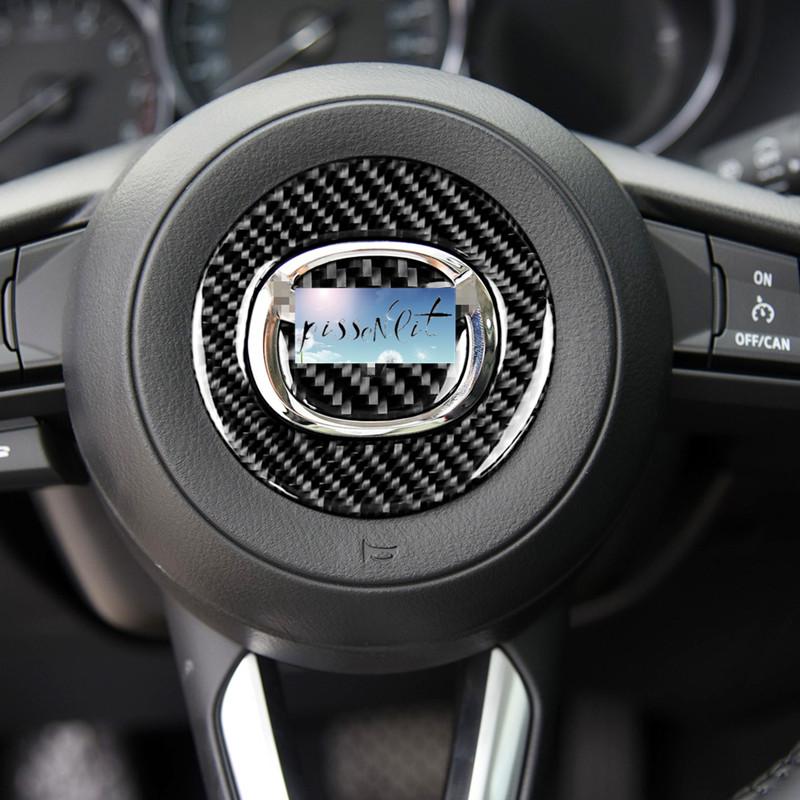 For Mazda CX-5 2017 18  Real Carbon Fiber Car Interior Steering Wheel Cover Trim Moldings Car Styling Accessories Stickers