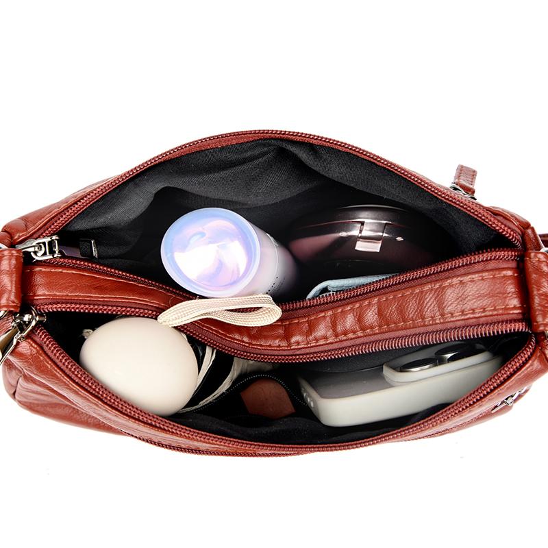 PU Umhängetasche Damen Schultertasche Mehrere Fächer Tasche für Mütter mittleren Alters