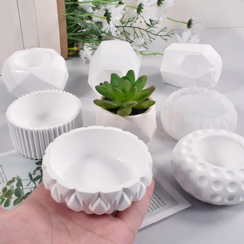 91AC Planter Pot Mould DIY Craft Molds Polygonal Plant Molds Handmade Craft