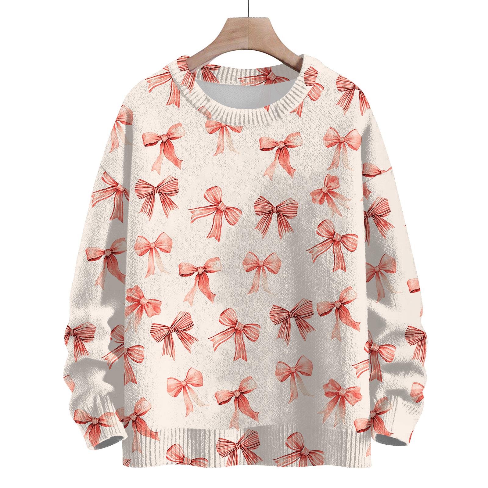 

Женский повседневный свитер из шерсти с длинным рукавом и бантом, осенний, для отпуска, пуловер с длинным рукавом XL бежевый