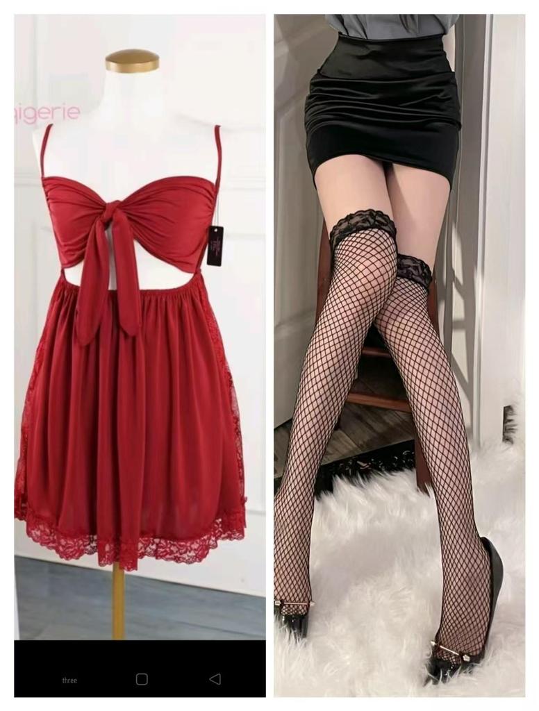 Lianxiang Sexy Bow Backless Nightdress - European & American Style Women's Lingerie Pajamas with Removable Straps