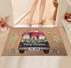 Christmas Gnome Cork Welcome Doormat, Merry Christmas Red Gnomes Gift Wreath Non Slip Front Door Mat, Winter Holiday Decor Rug
