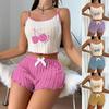 European and American Style Embroidered Flannel Pajama Set: Camisole, Tank Top, Shorts, & Short Sleeve Home Wear