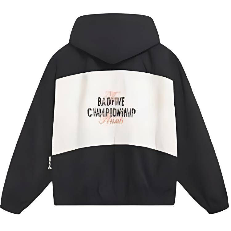 Li Ning Badfive Spliced Letter Zipper Hoodie Loose Jacket Men Jacket Black Off-White AJDT049-2