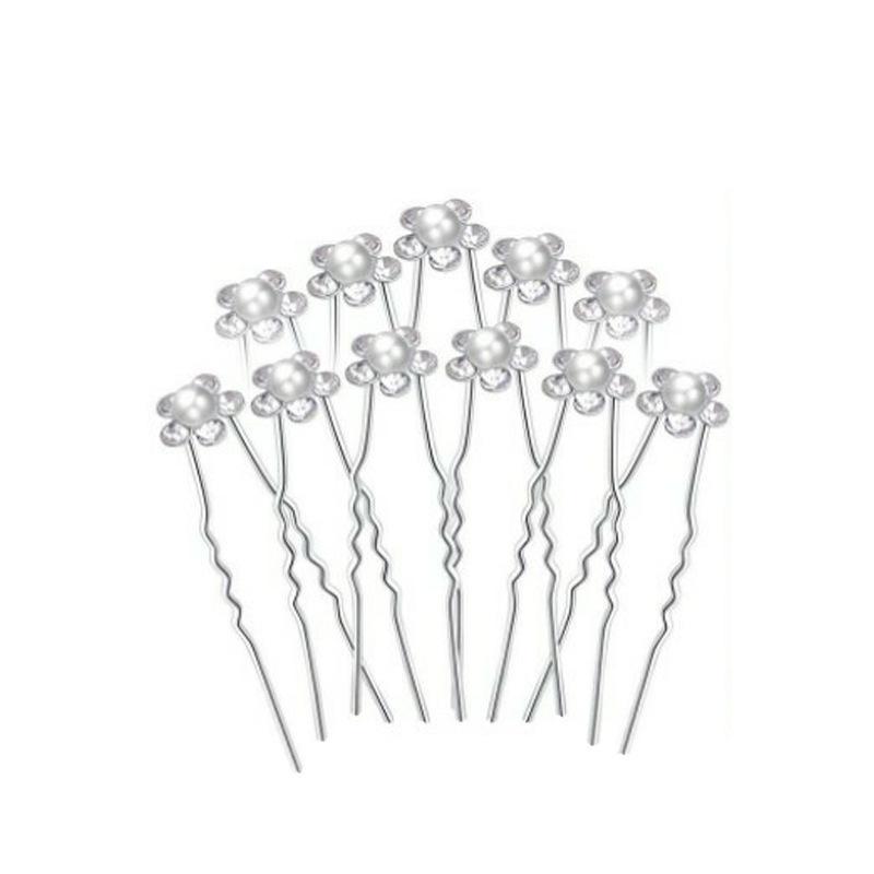 Rhinestone Pearl Flower U-shaped Bride Hairpin Clip
