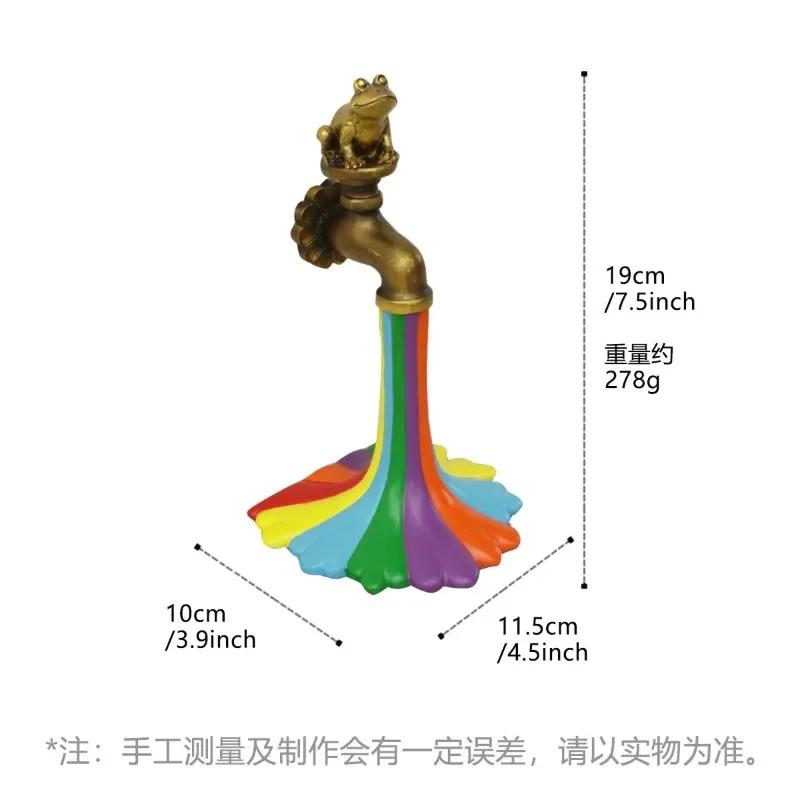 Frog Statue for Garden Rainbow Faucet Outdoor Statue Patio Courtyard Decorations Household Decor Bookends Ornament