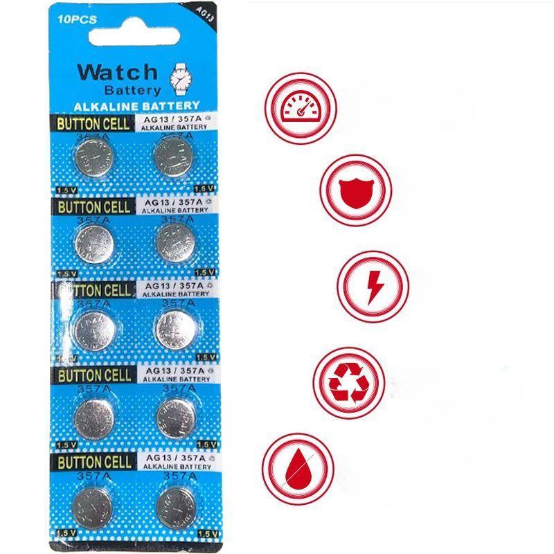 AG13 Button Battery LR44 A76 SR44 L1154 357A for Electronic Watches, Calculators, Remote Controls, and Toys