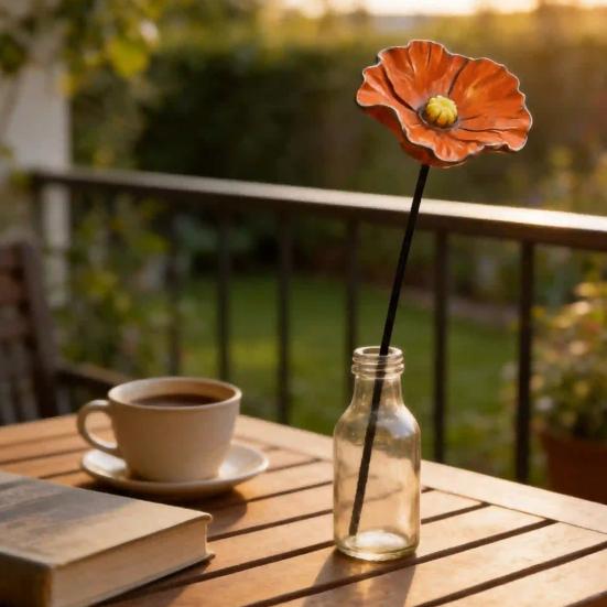4Pcs Resin Flower Pollinators Cups, Garden Stake Bee Watering Station, Outdoor Small Bird Bath, Yard Art Decor Water Feeder for Hummingbird Butterfly