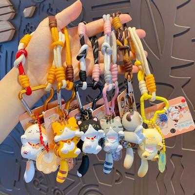 Cute Resin Keychain Handmade 3D Cat Pendant Durable Animal Keyring for Bag Backpacks  Kawaii Gift