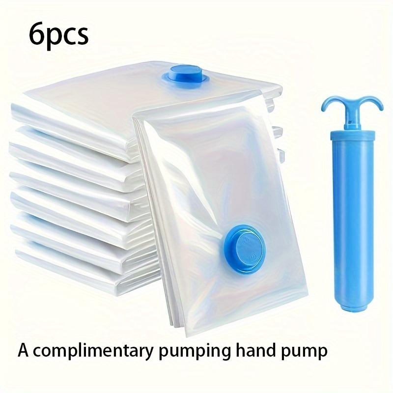 

6 vacuum storage bags with manual pumps - reusable, portable, and airtight - perfect for home and travel