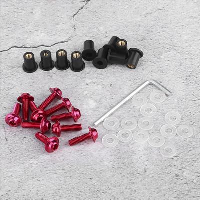 10 stuks Motorfiets Windscherm Bouten Moer Ringen Universele Motorfiets Kuip Montage Kit Rood