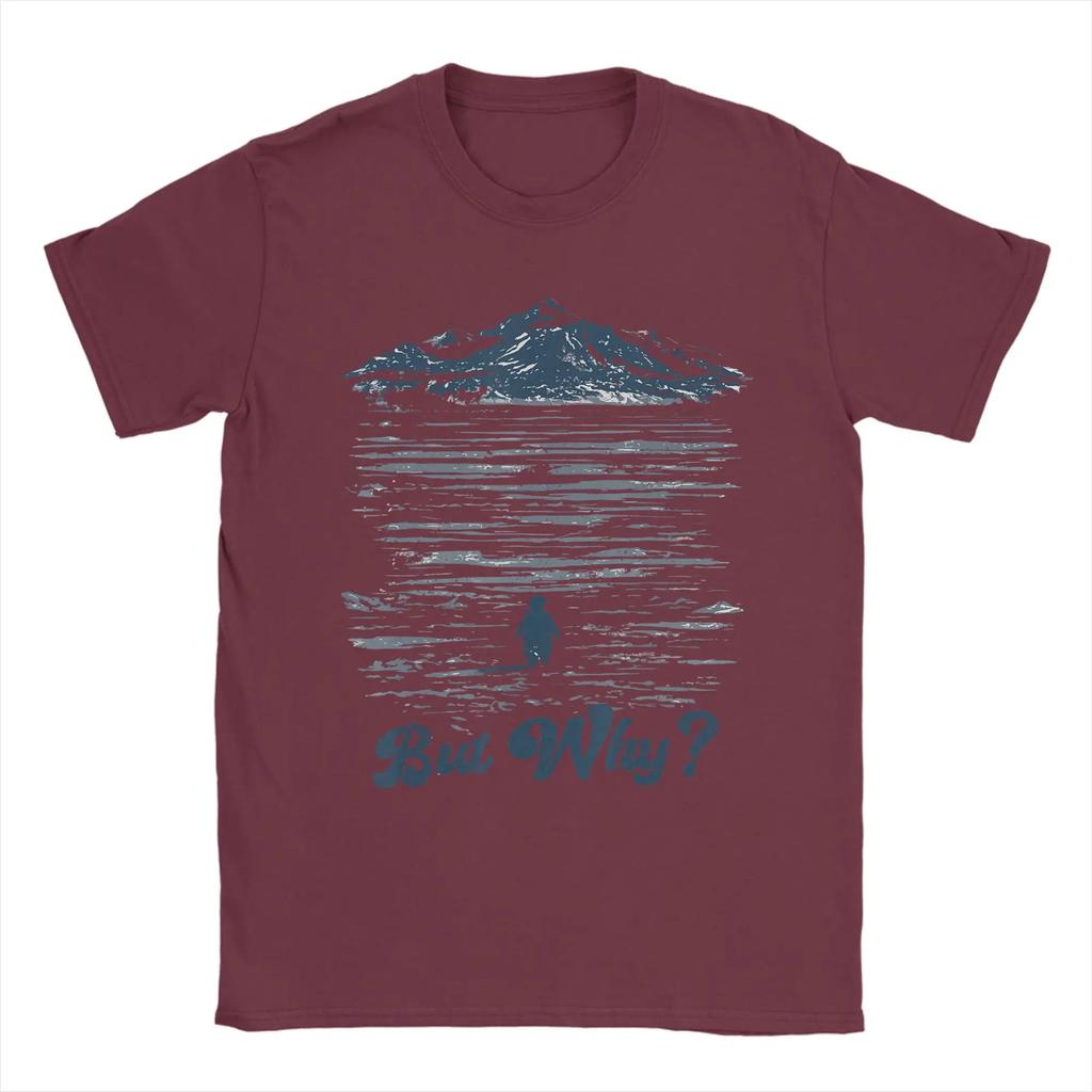 Unisex Tshirt But Why Penguin Mountain Novelty Pure Cotton Tees Short Sleeve T Shirts O Neck Clothing Gift Idea