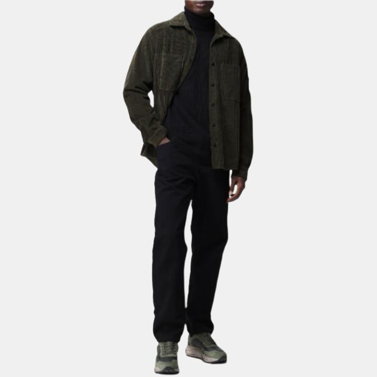 STONE ISLAND Casual Loose Fit Polo Button Down Solid Color Long Sleeve Shirt Men Shirts Green 791511311000-V0058
