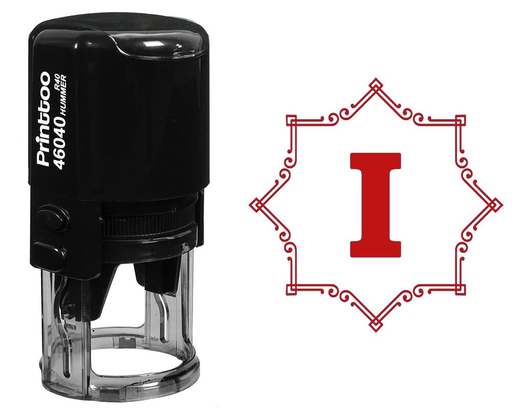 Printtoo Office Stationary R-40 Octagon Celtic Swirl Frame I Alphabet Monogram Initial Self Inking Rubber