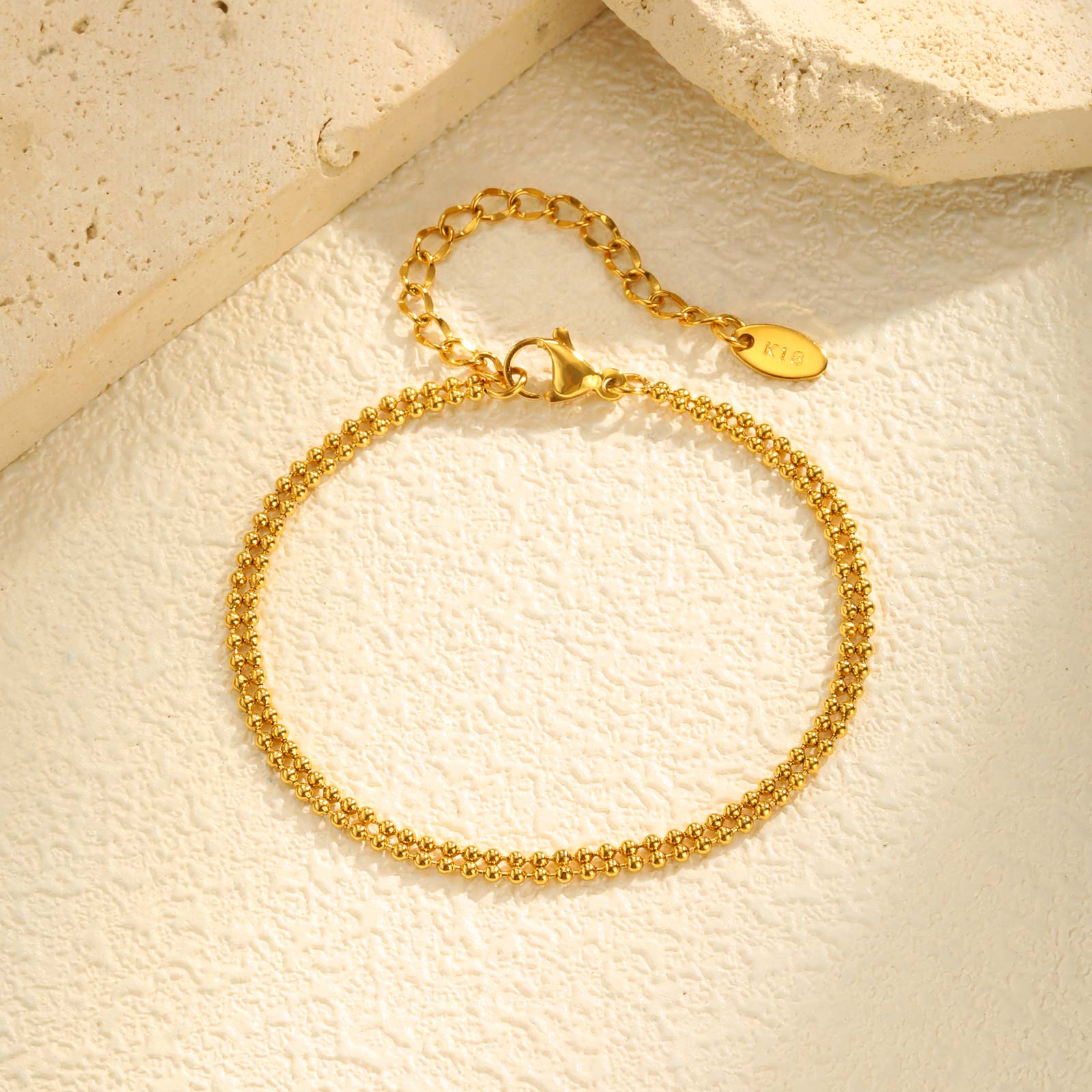 

Dainty Double-layer Bead Chain Bracelet for Women,Gold Color Stainless Steel Waterproof Bracelets, Trendy Jewelry Gifts