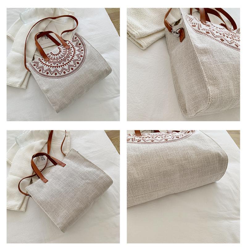 Geantă de mână pentru femei Servietă profesională pentru navetiști, umăr de capacitate mare, tipărire la modă, geantă de pânză, geantă tote simplă