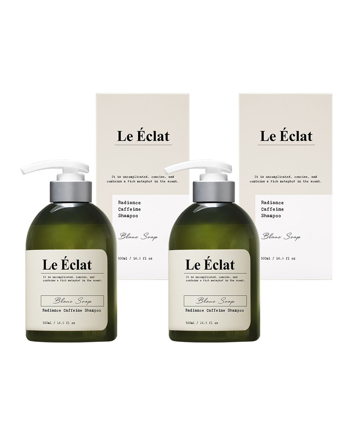 Le Eclat Radiance Caffeine Shampoo Blanc Soap 500ml 2 pieces