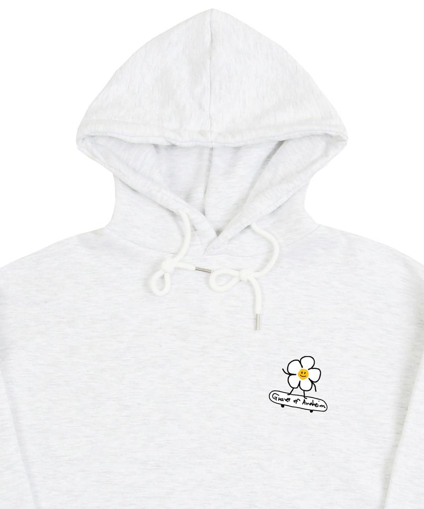 [Unisex] Flower Board Smile Hoodie_Melange White