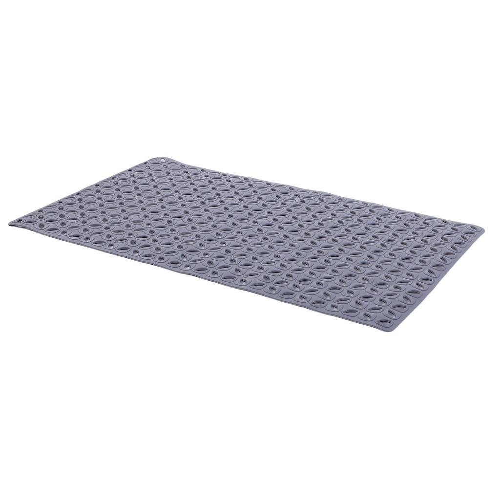 15.7x27.6in Non Slip Bath Mat TPE Soft On Feet Bathroom Shower Mat with Suction Cups Drainage Holes Gray