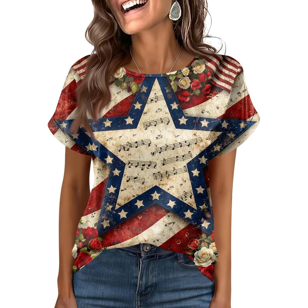 Damska Modna Casualowa Vintage Bluzka z Nadrukiem