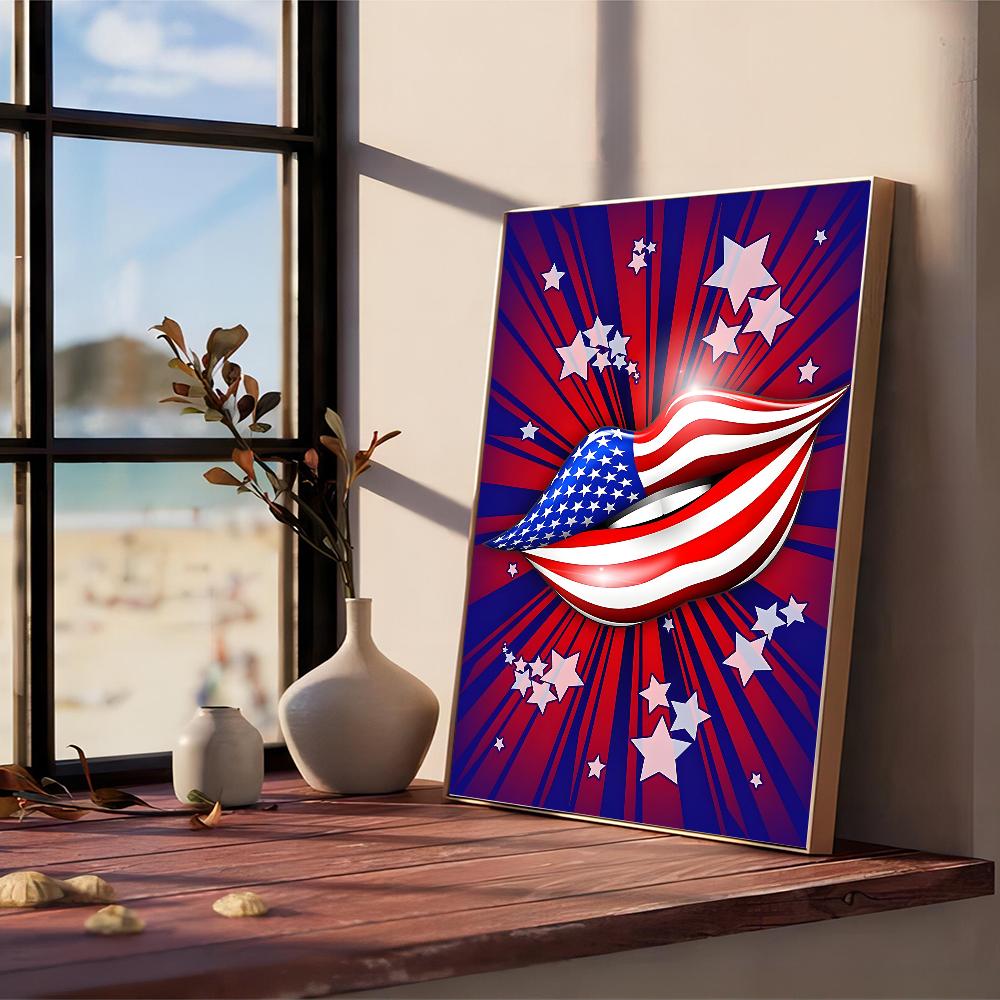 Eagle American Flag Self-adhesive Art Poster Retro Kraft Paper Sticker DIY Room Bar Cafe Stickers Wall Painting