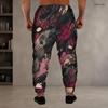 Men S Plus Size Printed Drawstring Waist Side Pockets Jogger Pants Cuffed Ankle Casual Long Trousers