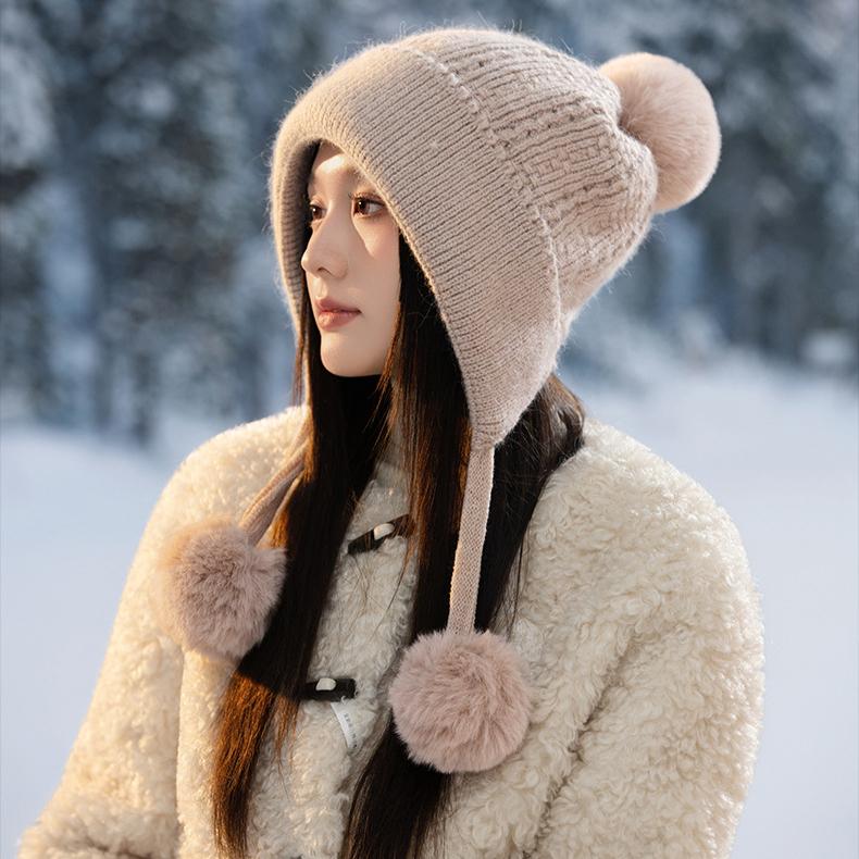Herbst- und Wintermützen, Damen-Glatzenmützen, Warme Strickwollmützen