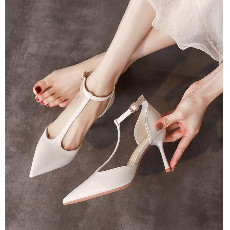 Fashion 2024 Women's Fashion Sweet Pointed Toe Buckle Strap Stiletto Heels Cool Red Party High Heels Pump Women's Shoes Sandalias Mujer