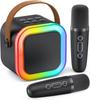MonoKi Karaoke Set Bluetooth 5.3 Speaker Wireless Microphone 2-Pack Home Karaoke PA System with RGB LED Lights and Accompaniment Function - Ideal for