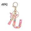 Compact Keychain Pink Series Pendant Sequins Heart Initial Letter Charm Key Chain