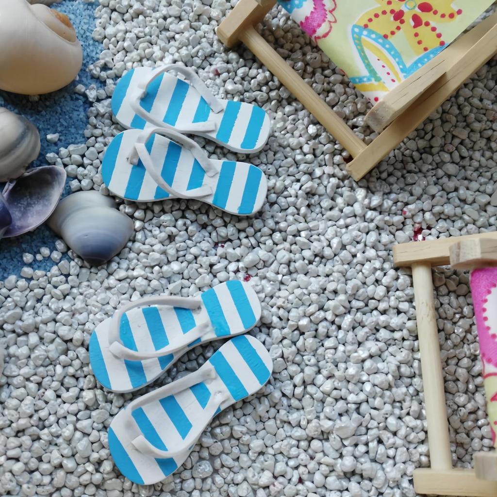 Miniatur BJD Puppenhaus Holz Flip-Flop Sandalen: Sommer Strand Szene Hausschuh Zubehör