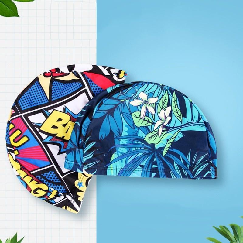 1PC Fashion Swimming Cap Men/Women Flowers Printed Long Hair Sports Swim Pool Bathing Hat Elastic Nylon Turban Sports Accessory