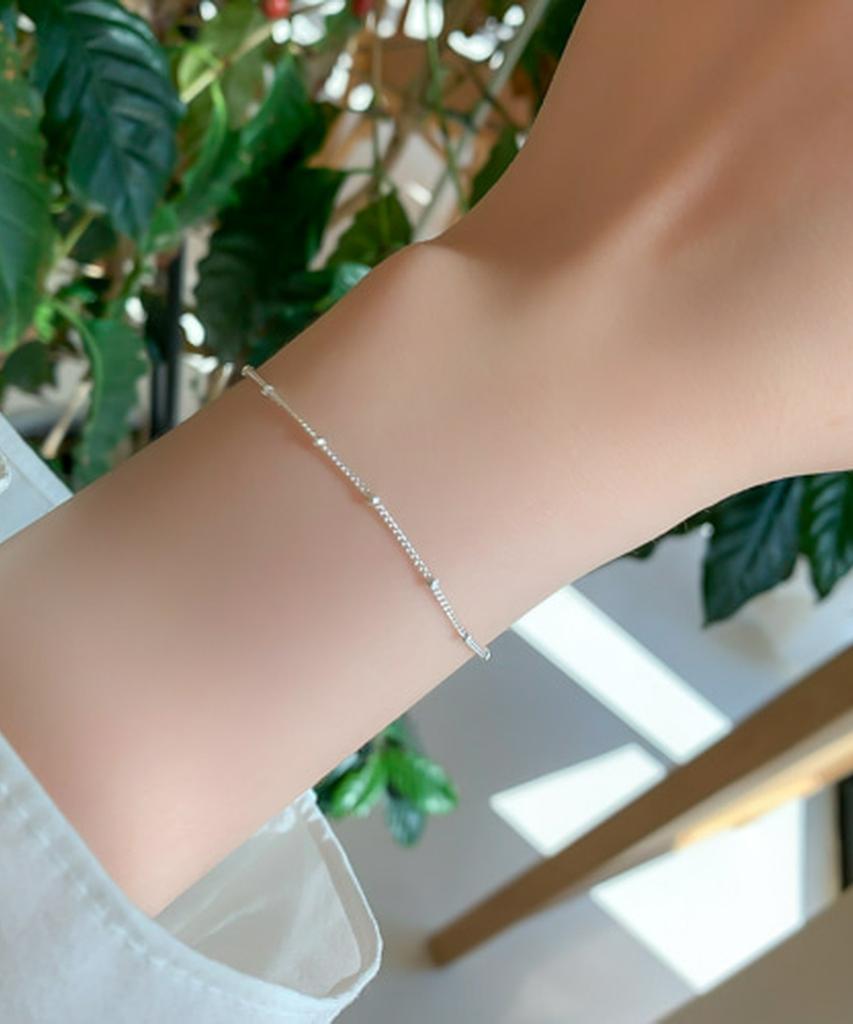 Alleun Silver 925 Curved Silver Ball Chain 16Cm Bracelet