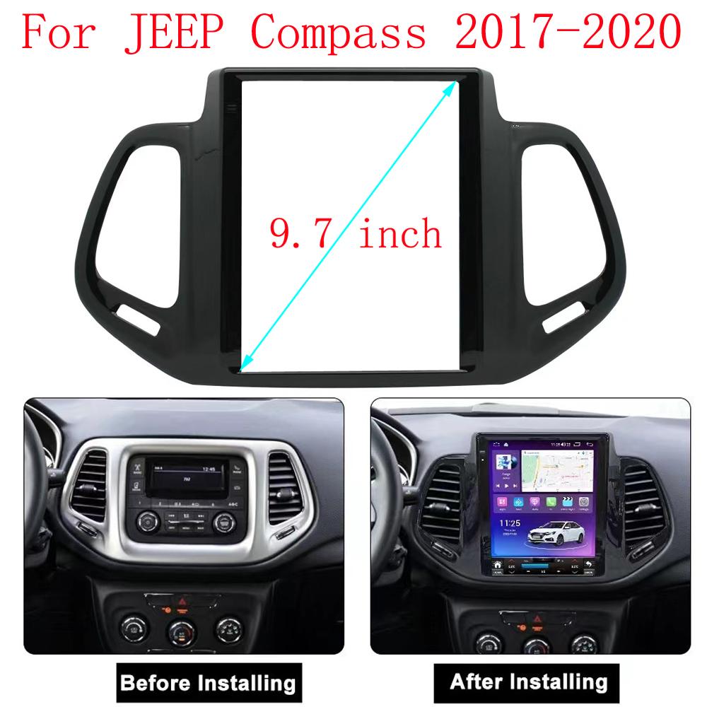 HAOCHEN Car  Frame Stereo Trim Frame  9.7 inch Car Dashboard Interior Accessories For JEEP Compass 2017-2020